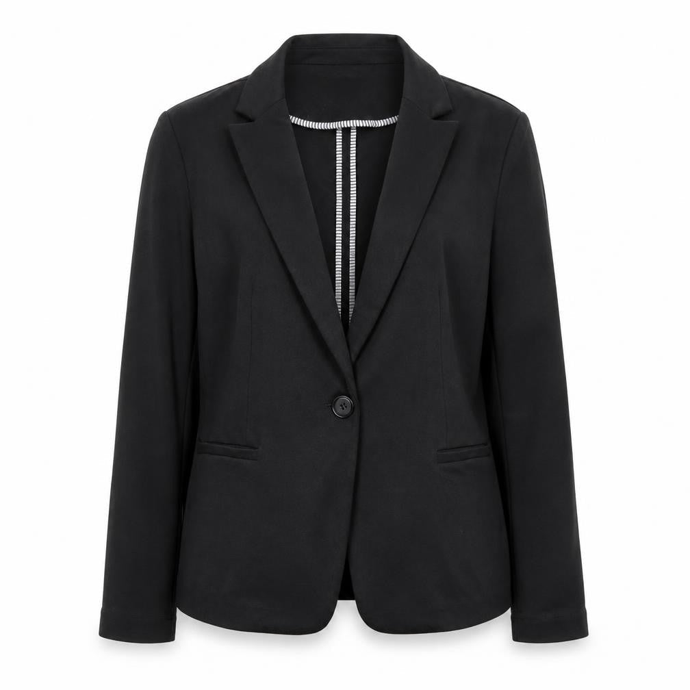 Olivia Moon Women's Black L Blazer Single-Breasted Stretch Jacket