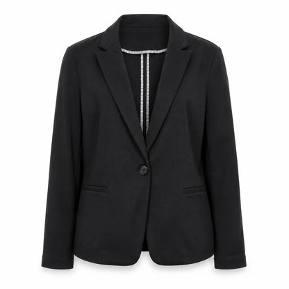 Olivia Moon Women's Black L Blazer Single-Breasted Stretch Jacket