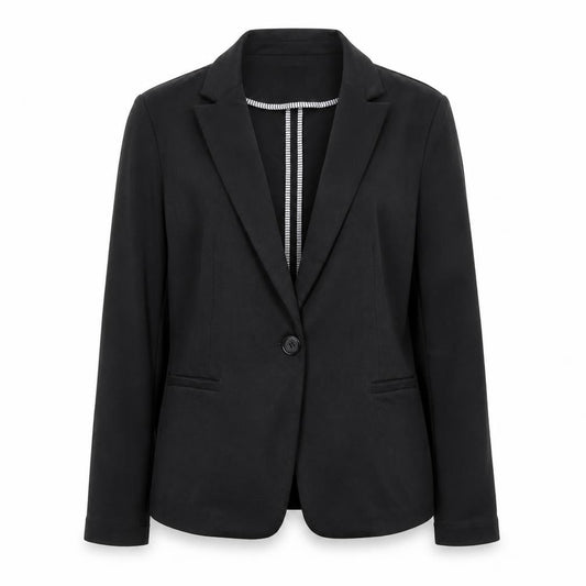 Olivia Moon Women's Black L Blazer Single-Breasted Stretch Jacket