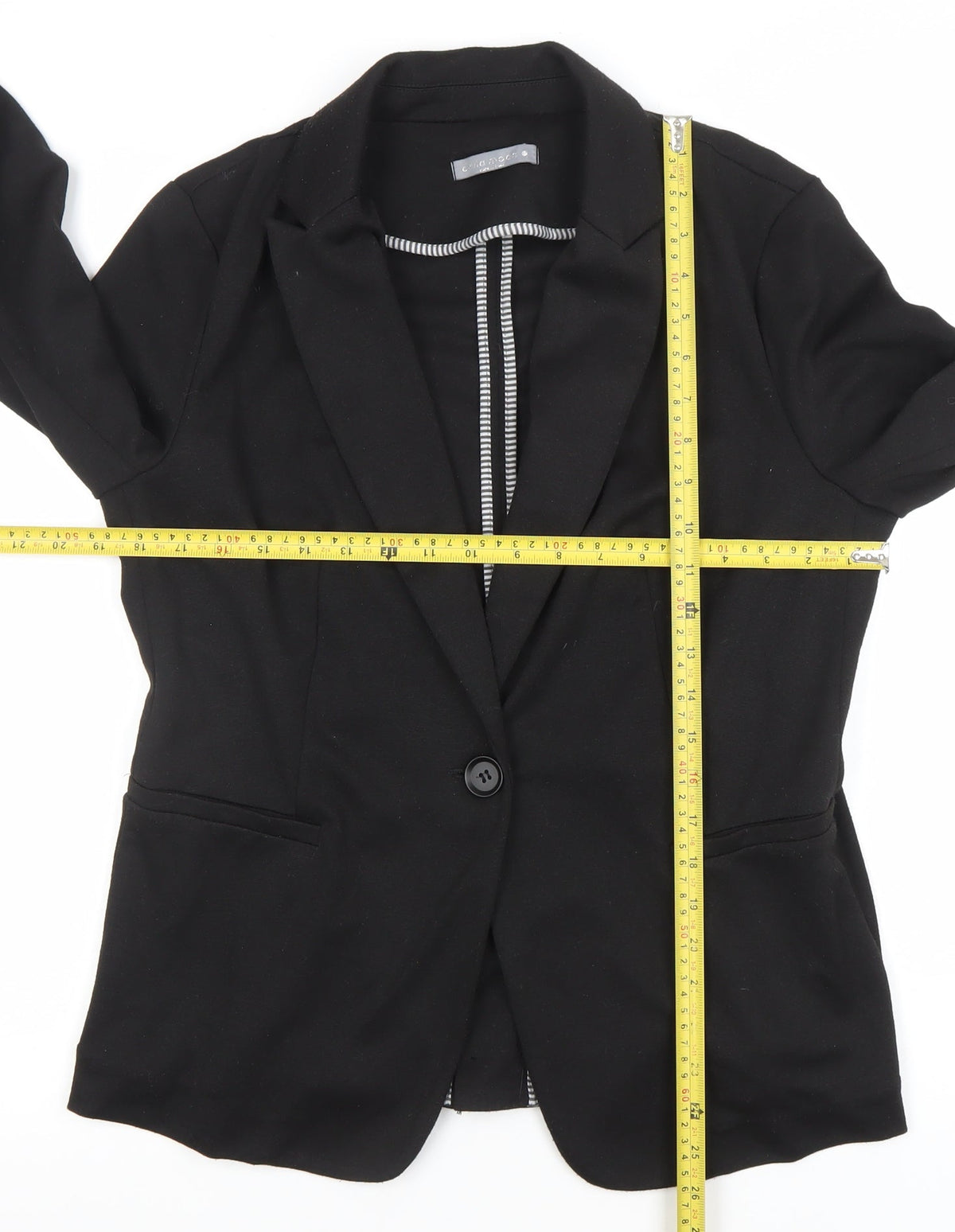 Olivia Moon Women's Black L Blazer Single-Breasted Stretch Jacket