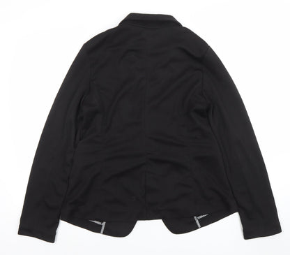 Olivia Moon Women's Black L Blazer Single-Breasted Stretch Jacket