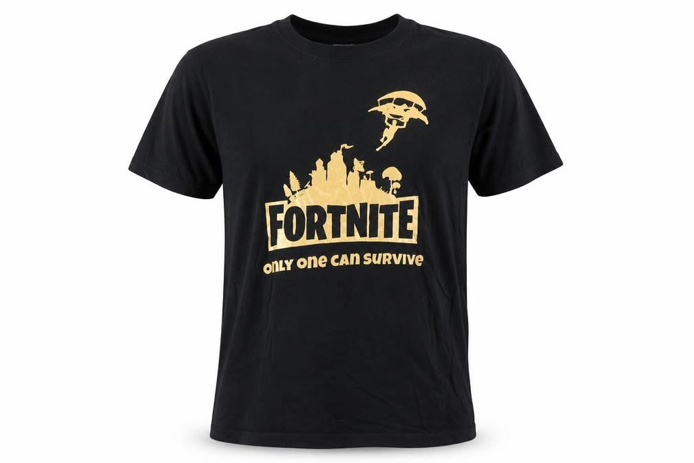 B&C Collection Men's Black Fortnite Graphic Short Sleeve Cotton T-Shirt Size S