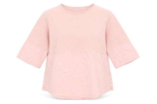 Front view of COS women’s pink 3/4 sleeve cotton blend tunic blouse xs