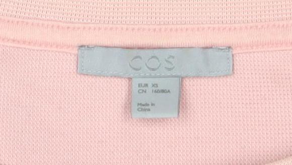 COS Womens Pink 3/4 Sleeve Cotton Blend Tunic Blouse XS
