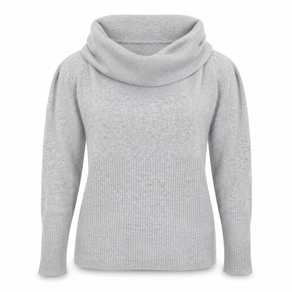 Sioni Women's Grey Cowl Neck Long Sleeve Jumper M Wool Blend