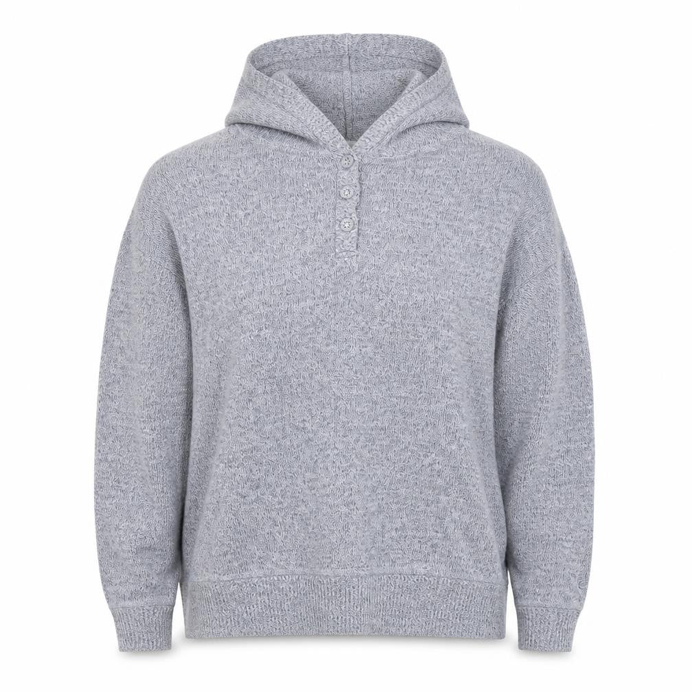 FatFace Women Grey L Hooded Henley Knit Jumper