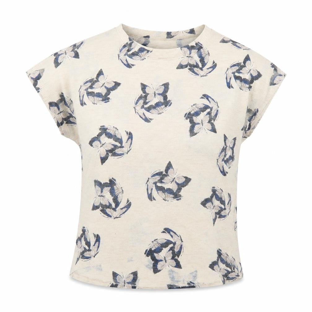 Apricot Women's Beige Floral Short Sleeve Basic T-Shirt S