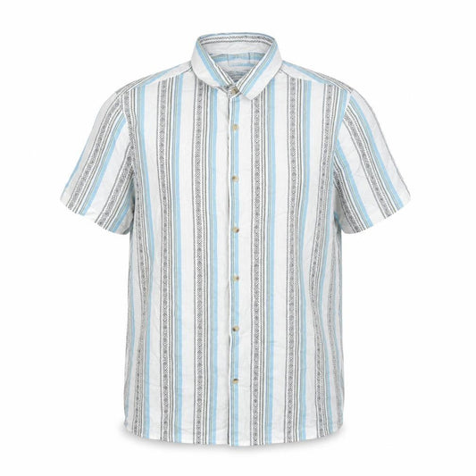 ASOS DESIGN Men's Multicoloured Striped Short Sleeve Cotton Shirt L