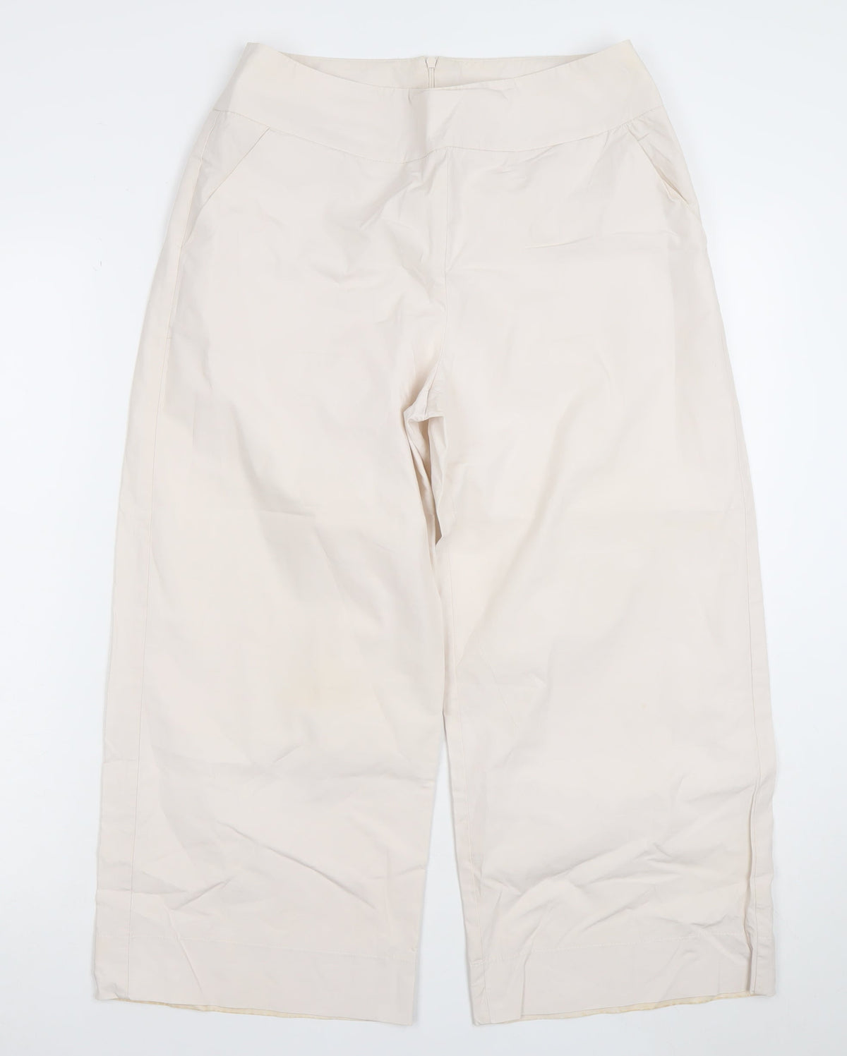 Peruzzi Women's Beige Cotton Wide-Leg Trousers Size 8