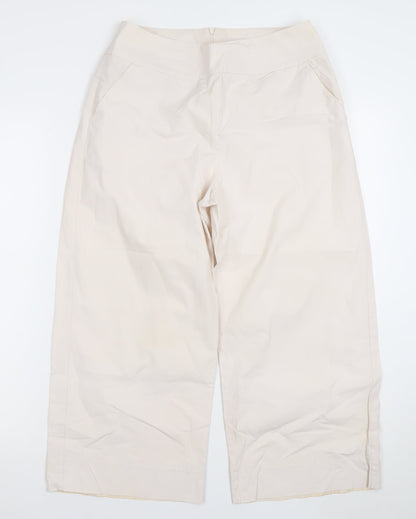 Peruzzi Women's Beige Cotton Wide-Leg Trousers Size 8
