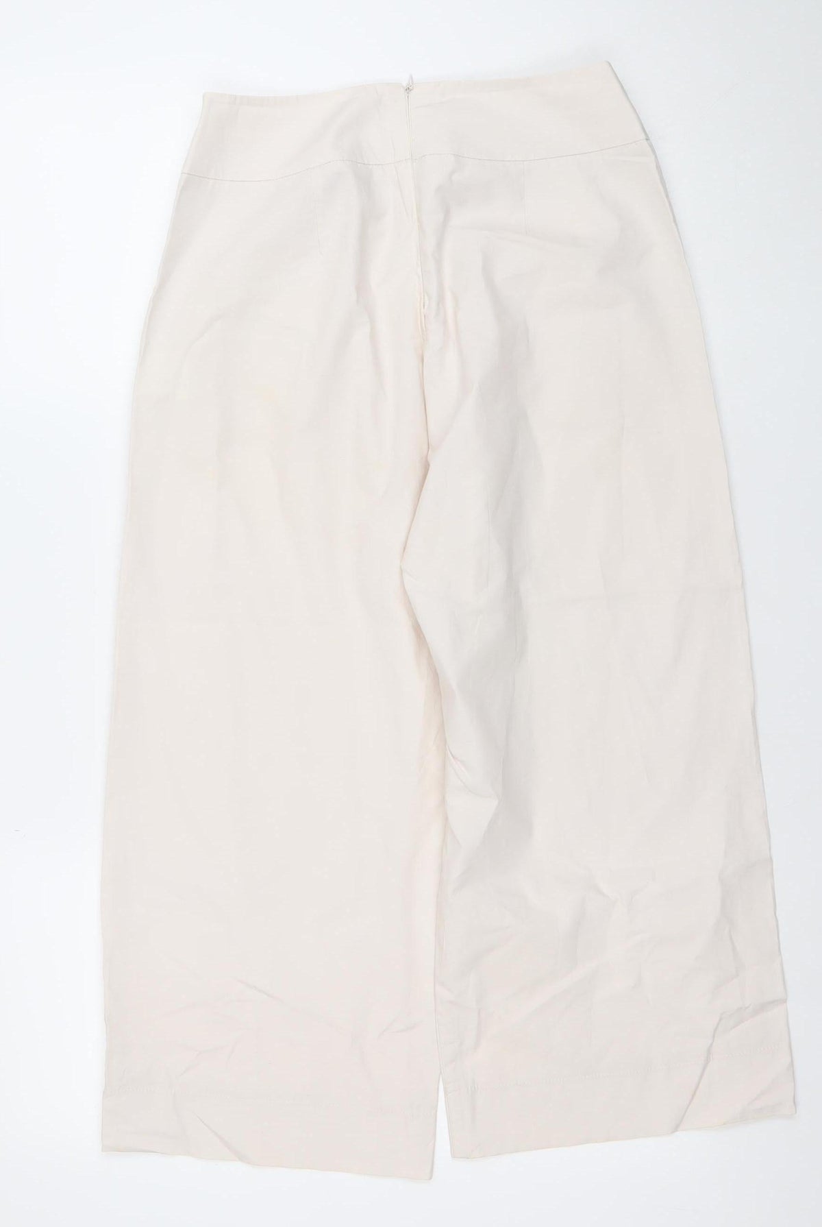 Peruzzi Women's Beige Cotton Wide-Leg Trousers Size 8