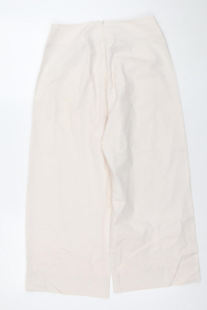 Peruzzi Women's Beige Cotton Wide-Leg Trousers Size 8