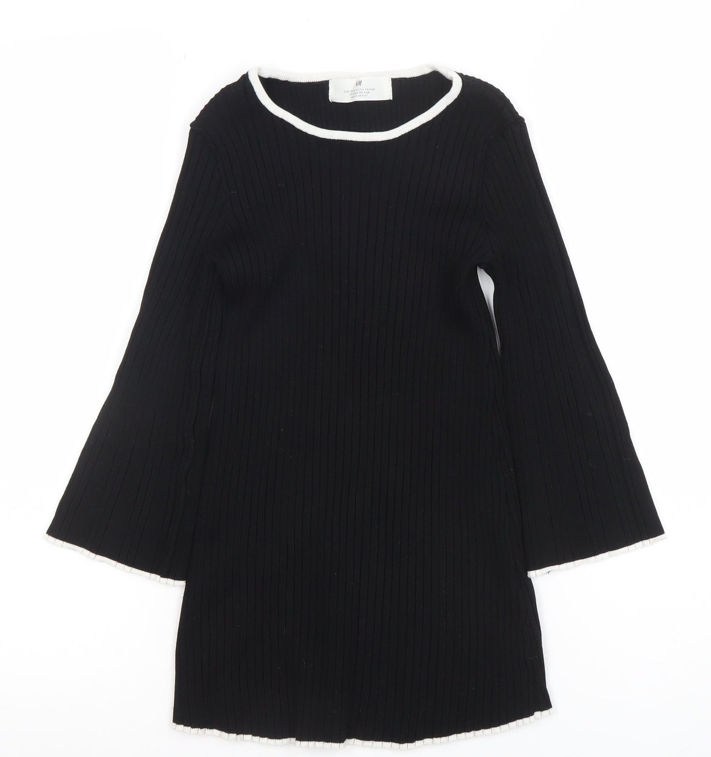 H&M Women’s Black Ribbed Knit Long Sleeve Top Size 6