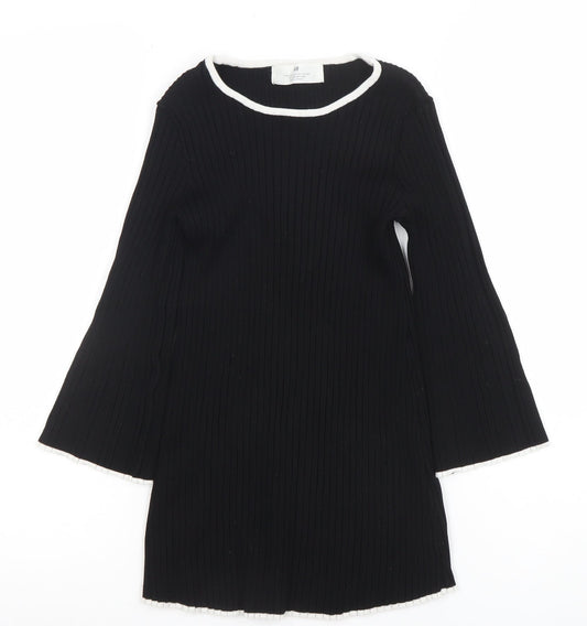 H&M Women’s Black Ribbed Knit Long Sleeve Top Size 6