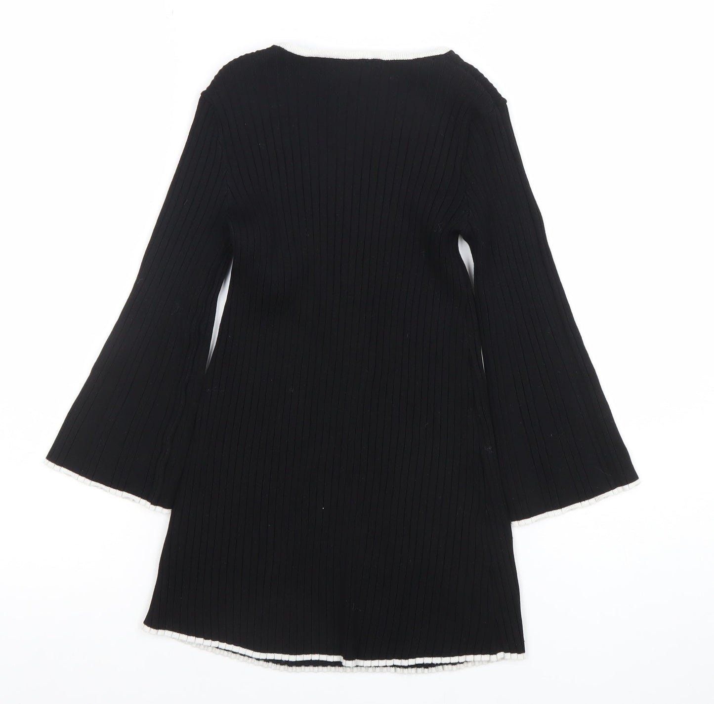 H&M Women’s Black Ribbed Knit Long Sleeve Top Size 6