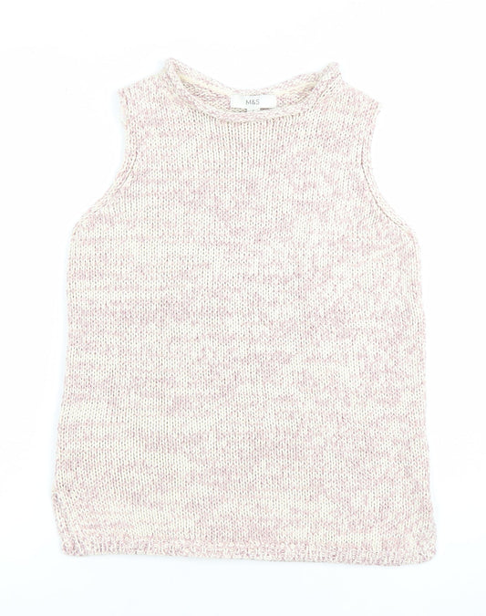 Marks and Spencer Women’s Pink Knit Sleeveless High Neck Vest Jumper Size S