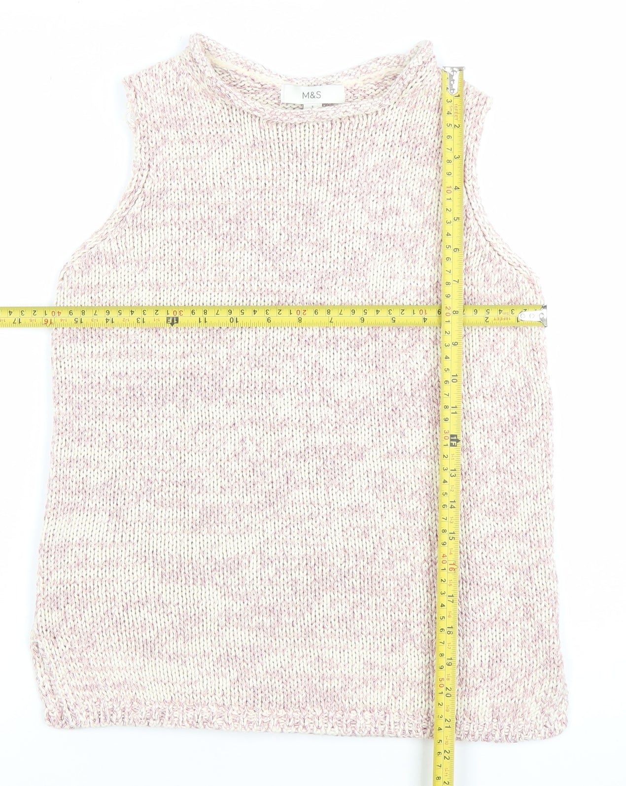Marks and Spencer Women’s Pink Knit Sleeveless High Neck Vest Jumper Size S