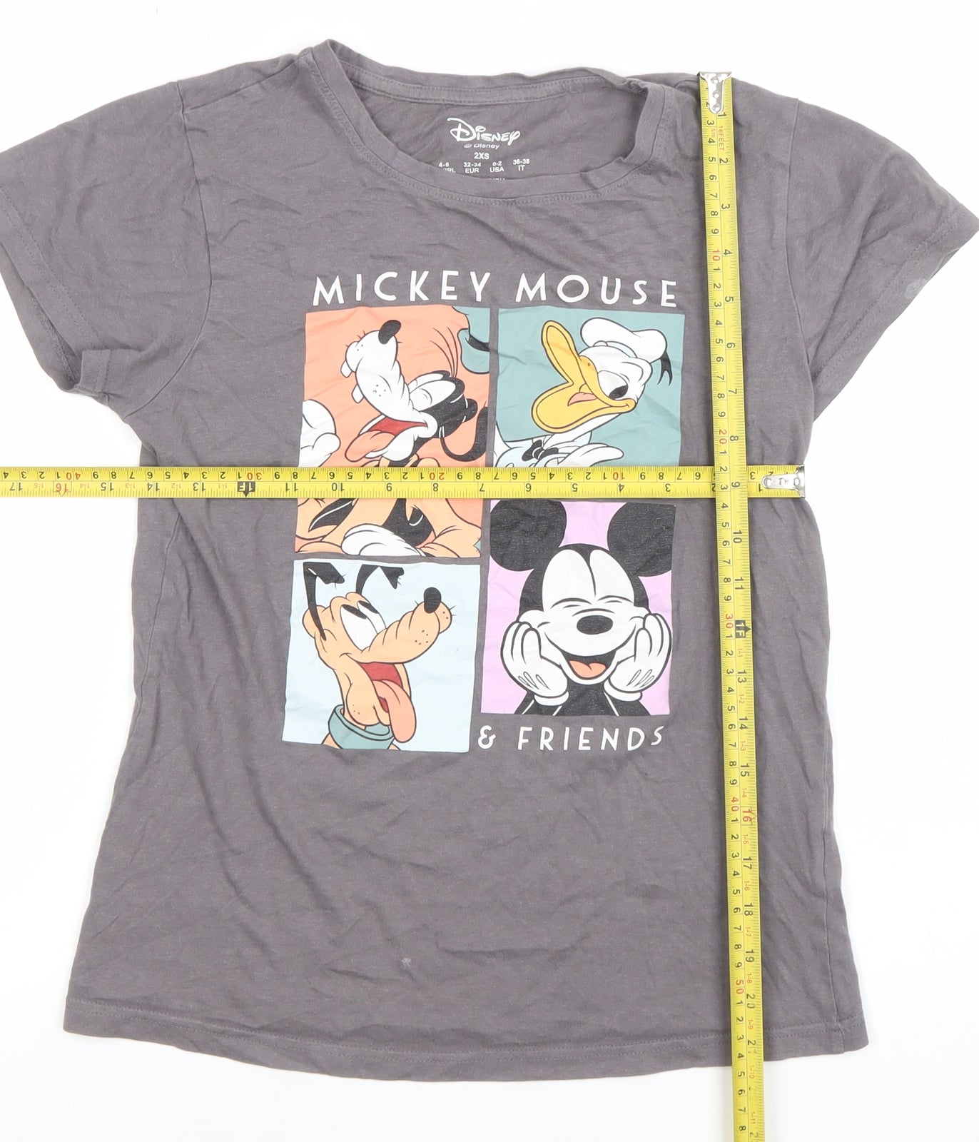 Disney Women’s Grey Mickey Mouse & Friends Cotton T-Shirt 2XS