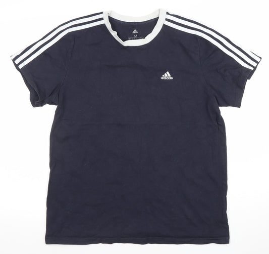 Adidas Womens Blue Short Sleeve Crew Neck Sports T-Shirt Size 12