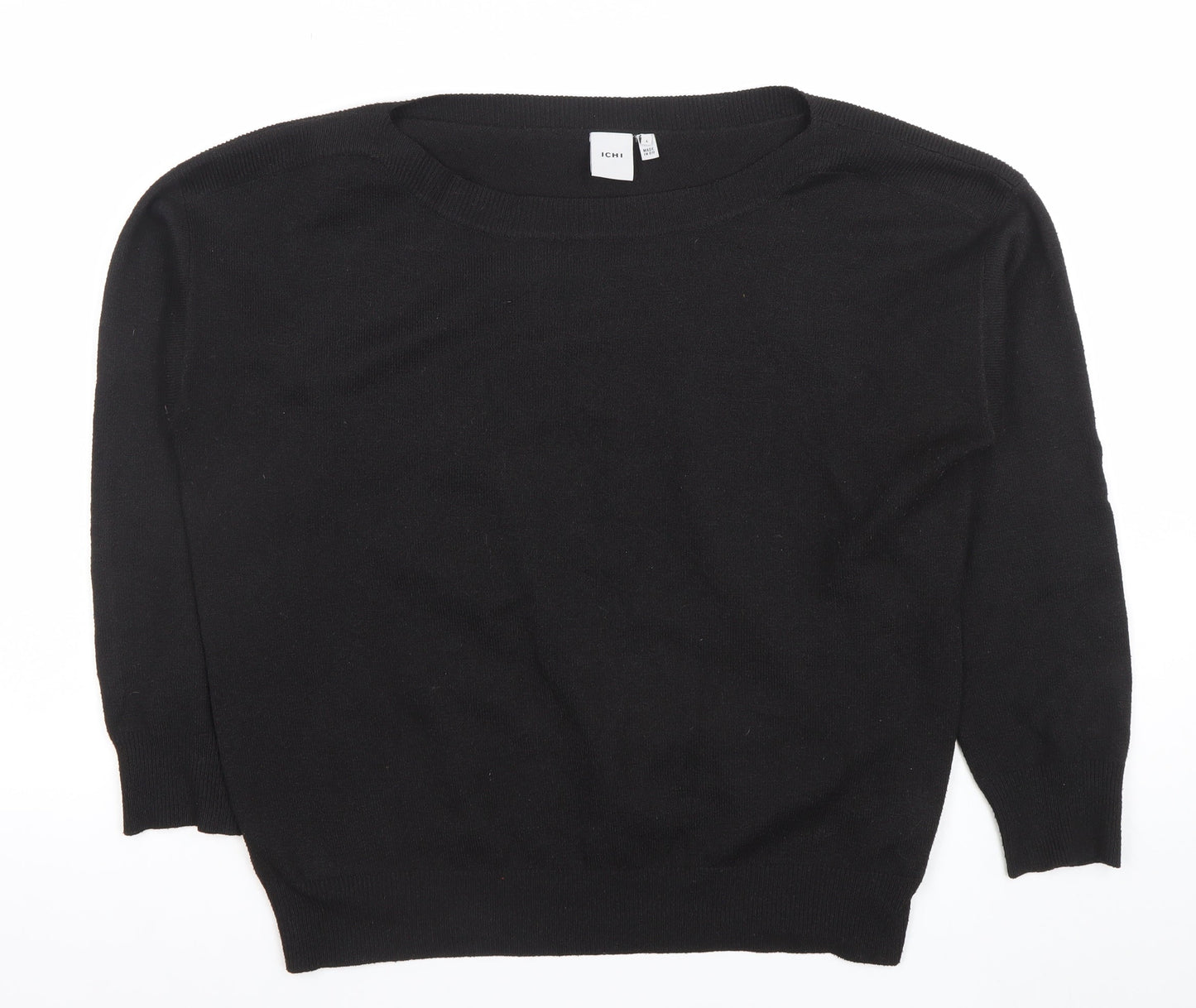 ICHI Womens Black L Crew Neck Knit Pullover Jumper