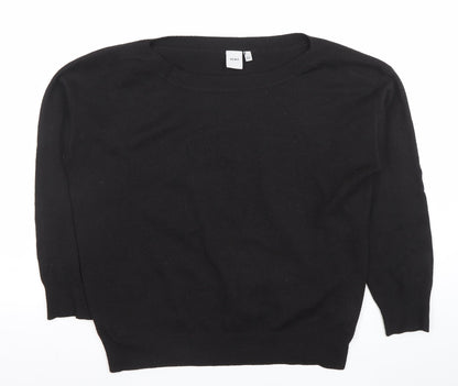 Additional front view of ICHI women’s black l crew neck knit jumper