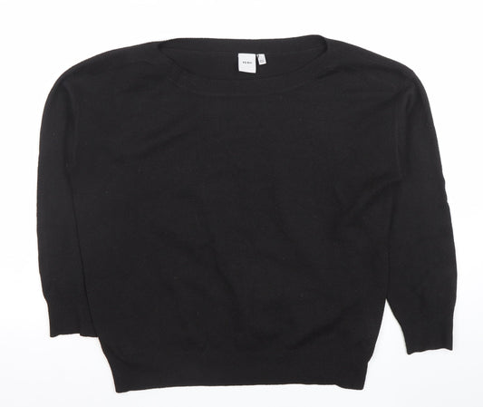 ICHI Womens Black L Crew Neck Knit Pullover Jumper