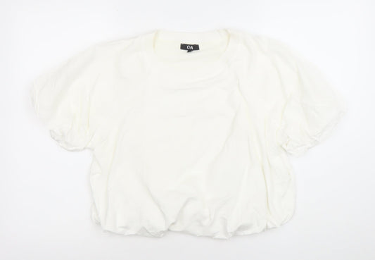 C&A Women’s White Cropped Jersey T-Shirt Short Sleeve M