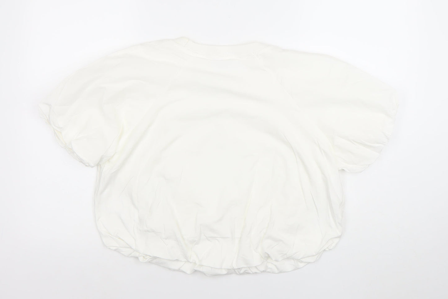 C&A Women’s White Cropped Jersey T-Shirt Short Sleeve M