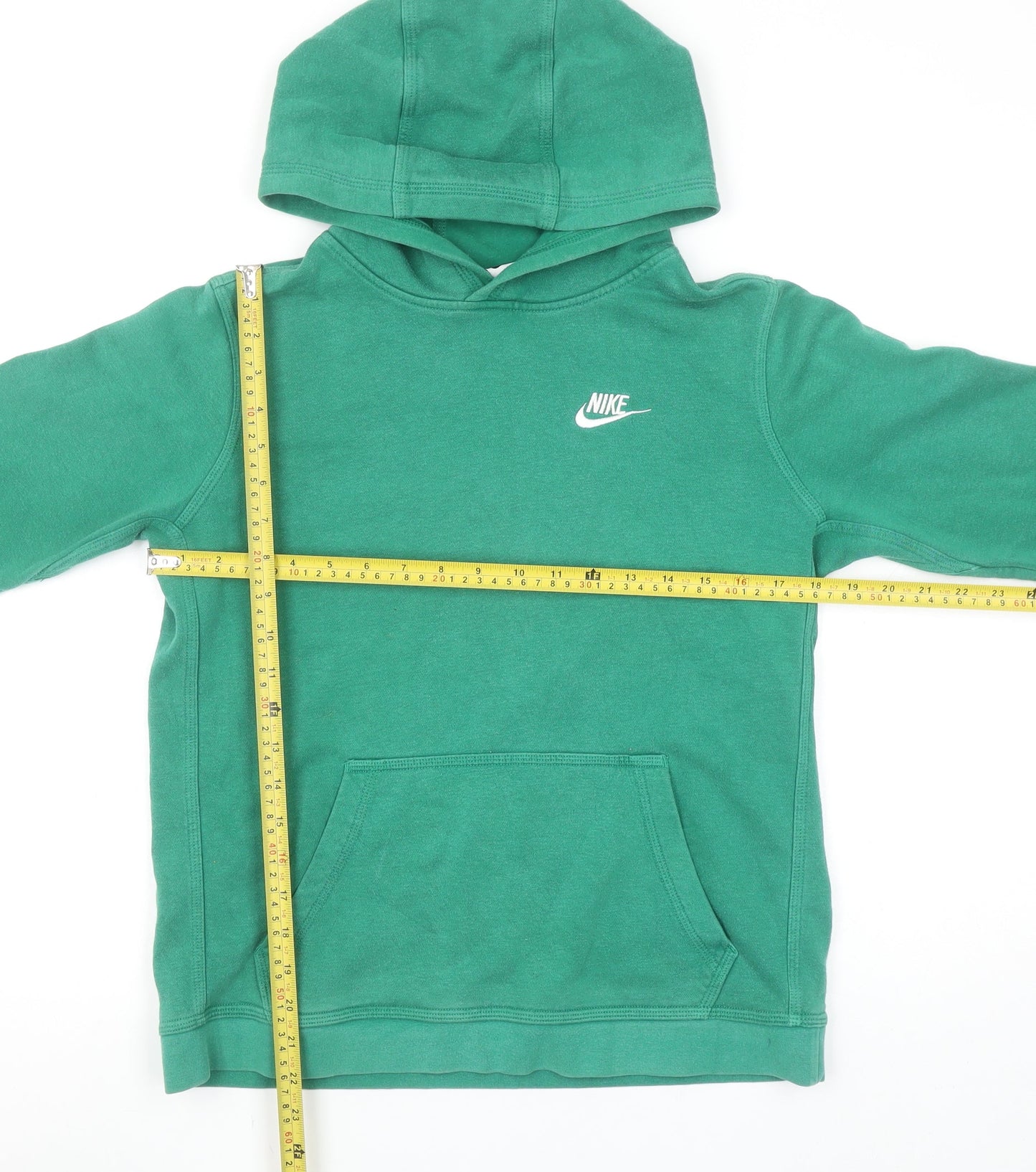 Nike Boys Green Pullover Hoodie XL 158-170cm Cotton Blend Kangaroo Pocket