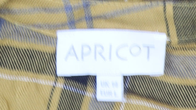 Apricot Women’s Yellow Checked Wrap Blouse UK 10 Viscose Long Sleeve