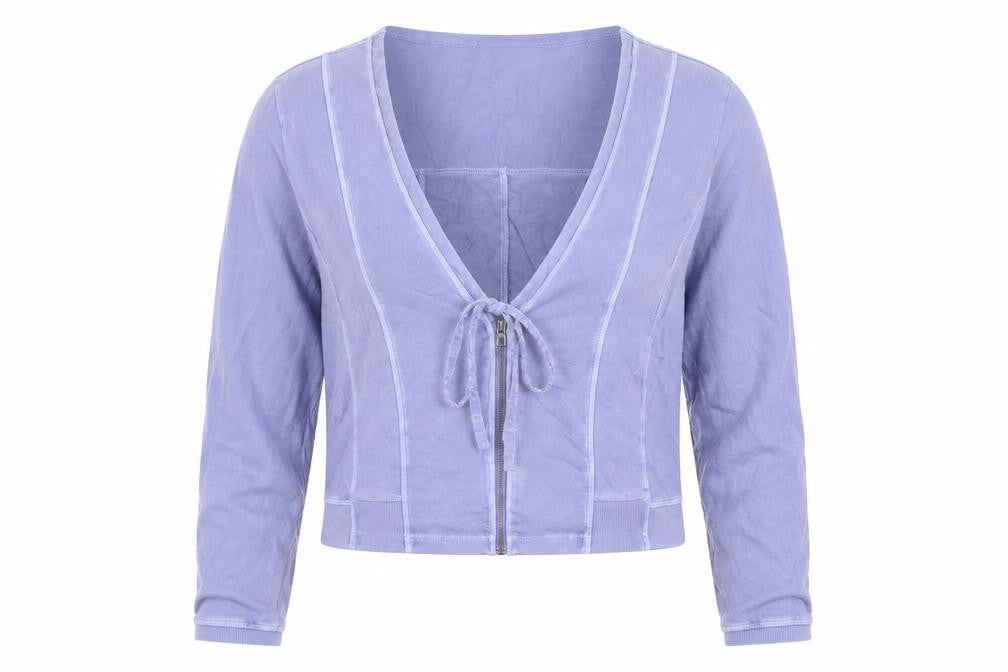 Sandwich Women’s Purple Cropped Long Sleeve V-Neck Blouse L