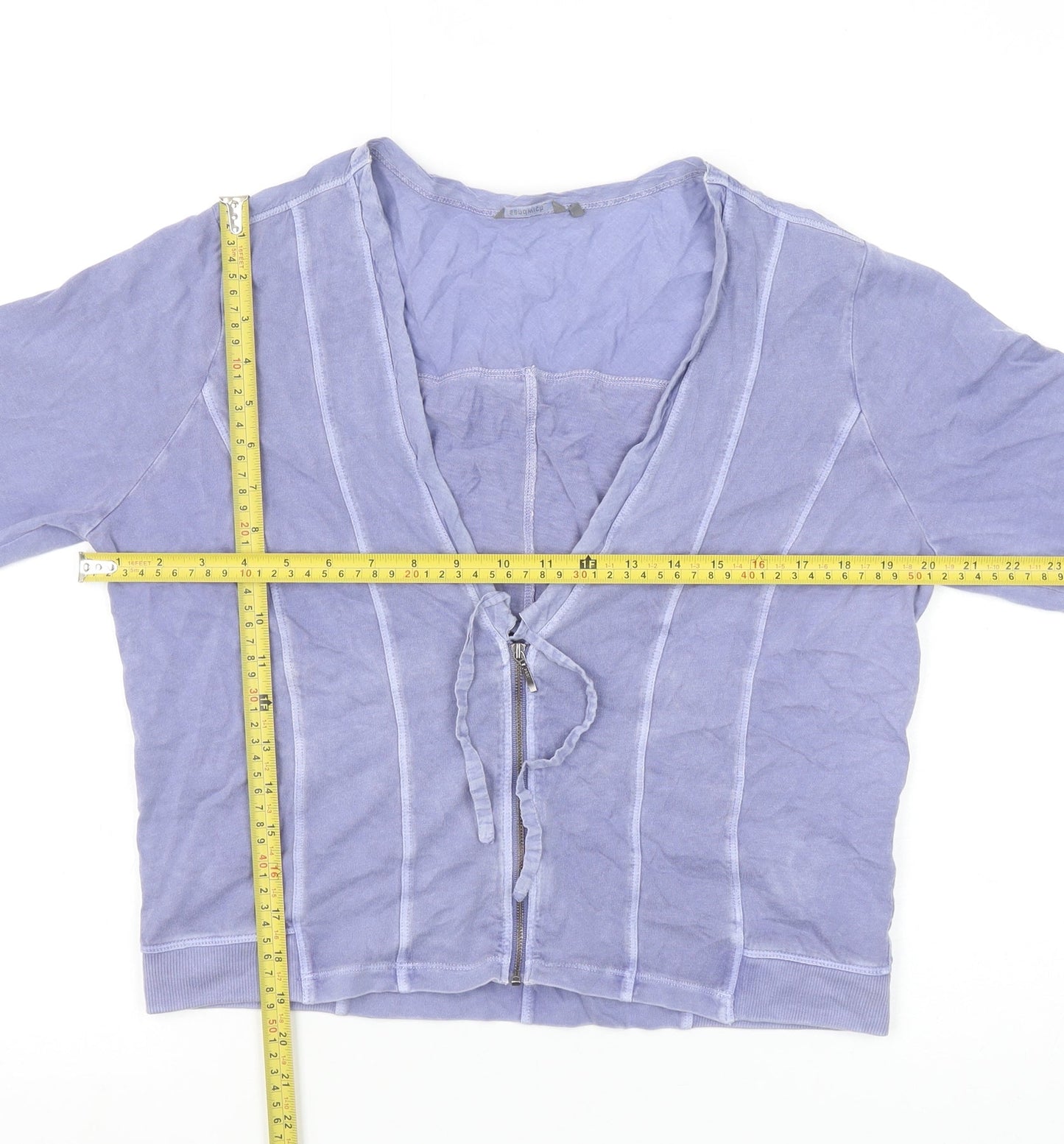 Sandwich Women’s Purple Cropped Long Sleeve V-Neck Blouse L