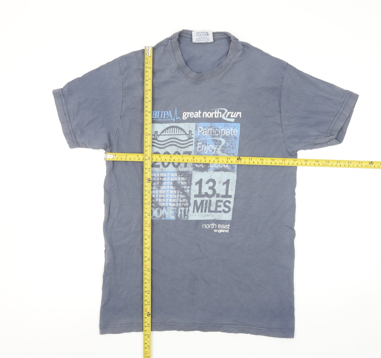 Great Run Men's Blue 2007 Great North Run T-Shirt Small 100% Cotton