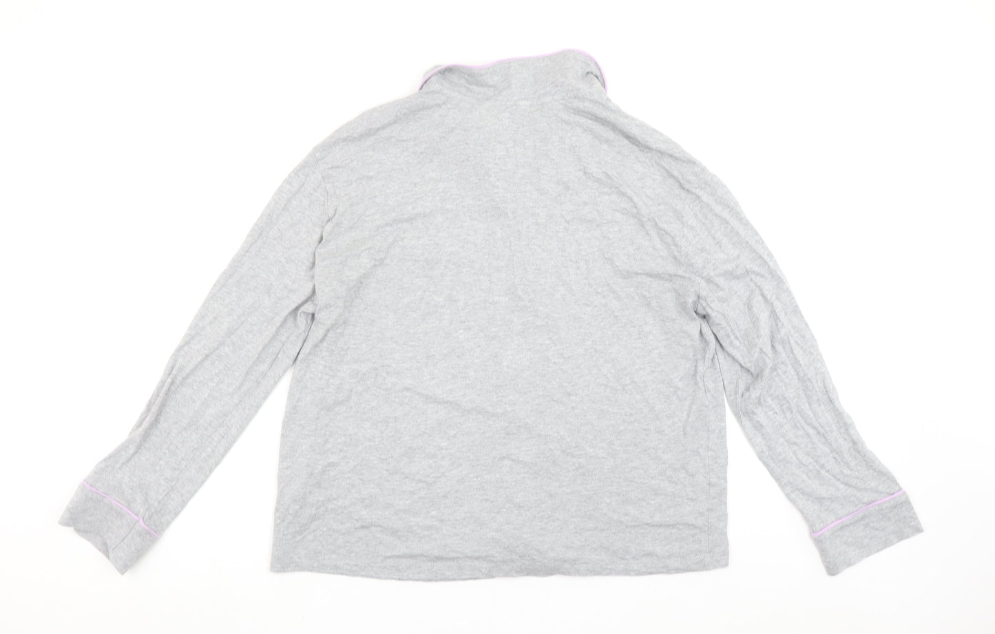 Marks and Spencer Womens Grey Cotton Pyjama Top S Long Sleeve Button Shirt