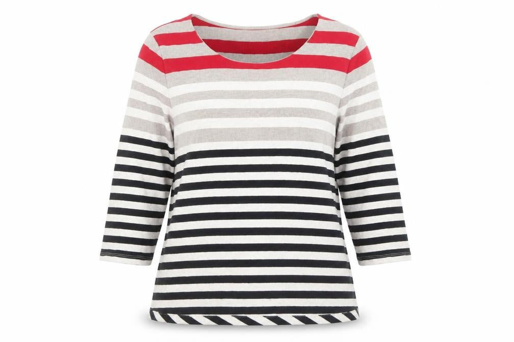 Country Casuals Women’s Multicoloured Striped Cotton 3/4 Sleeve T-Shirt XL