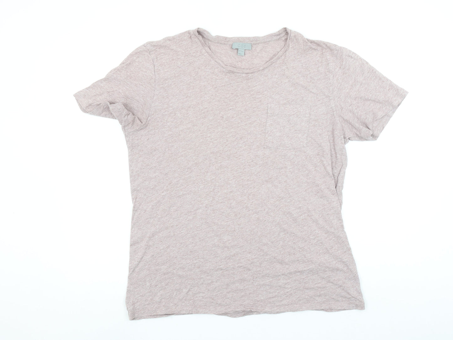 COS Men Beige Cotton Crew Neck Short Sleeve T-Shirt Size M