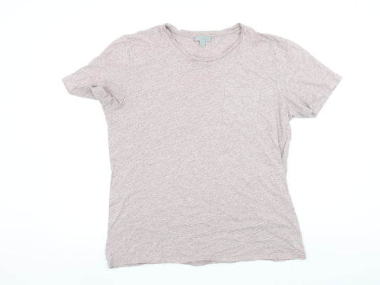 COS Men Beige Cotton Crew Neck Short Sleeve T-Shirt Size M