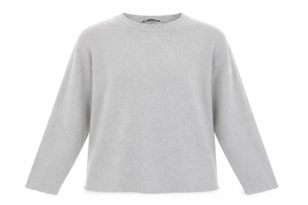 ZARA Women Grey Crew Neck Knit Jumper Size 12 Long Sleeve Pullover