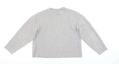 Zara Women Grey Crew Neck Knit Jumper Size 12 Long Sleeve Pullover