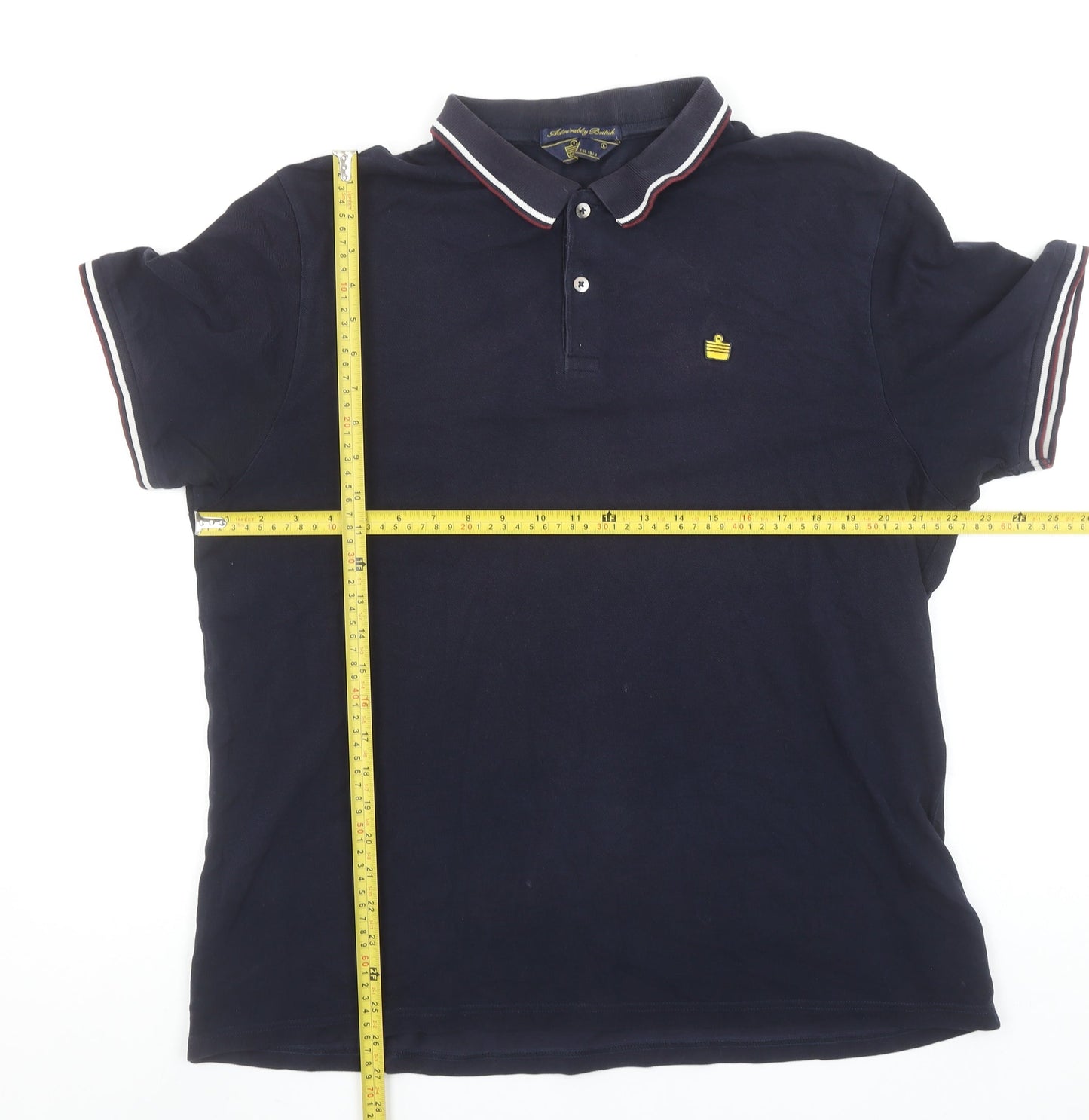 Admiral Men’s Navy Blue Cotton Polo Shirt L Short Sleeve Classic Fit
