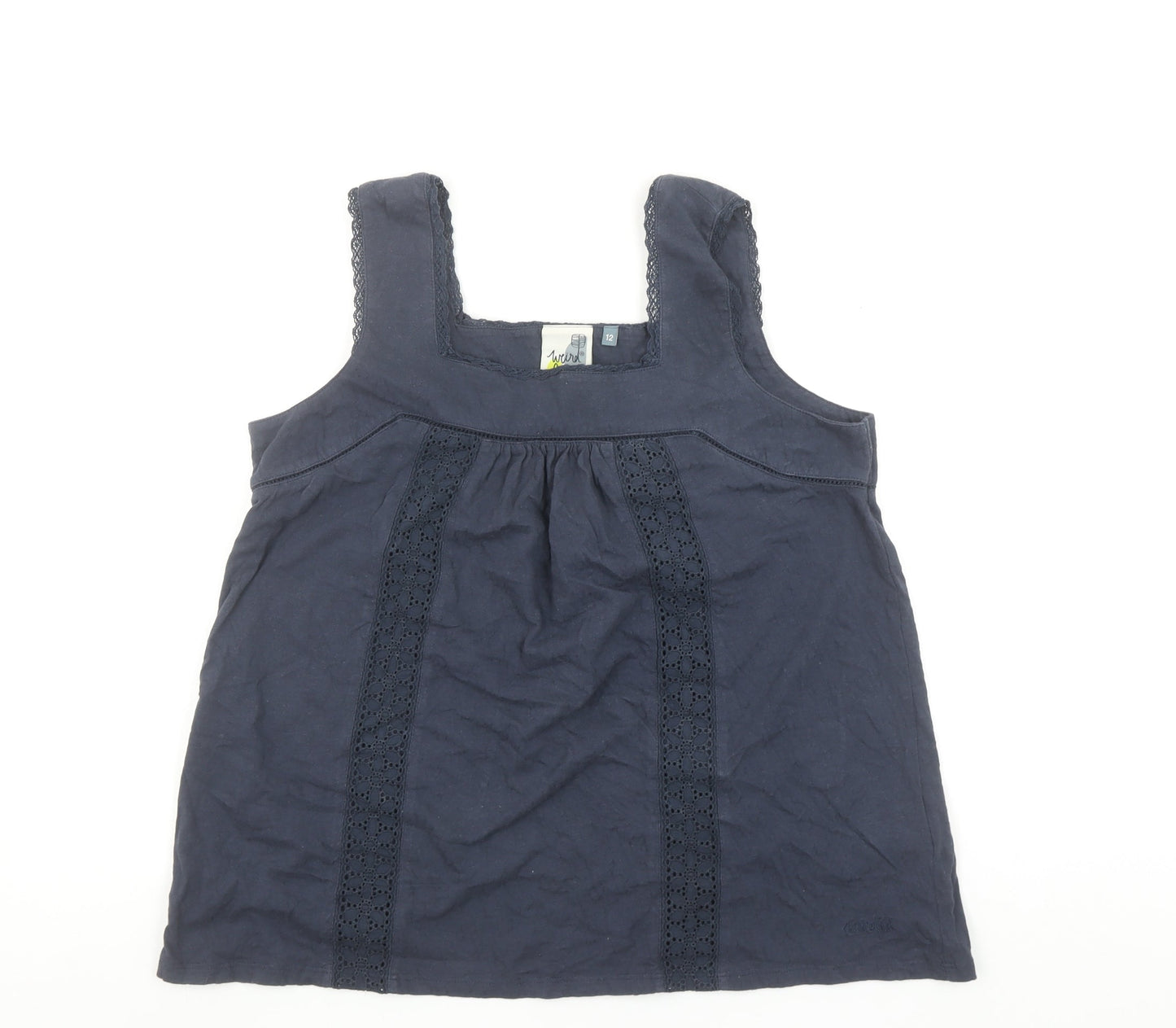 Weird Fish Women's Blue Cotton Camisole Tank Top Size 12