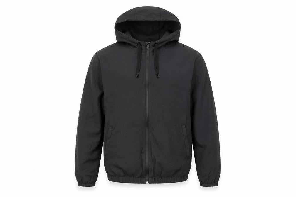 River Island Men's Black Hooded Windbreaker Jacket Size S