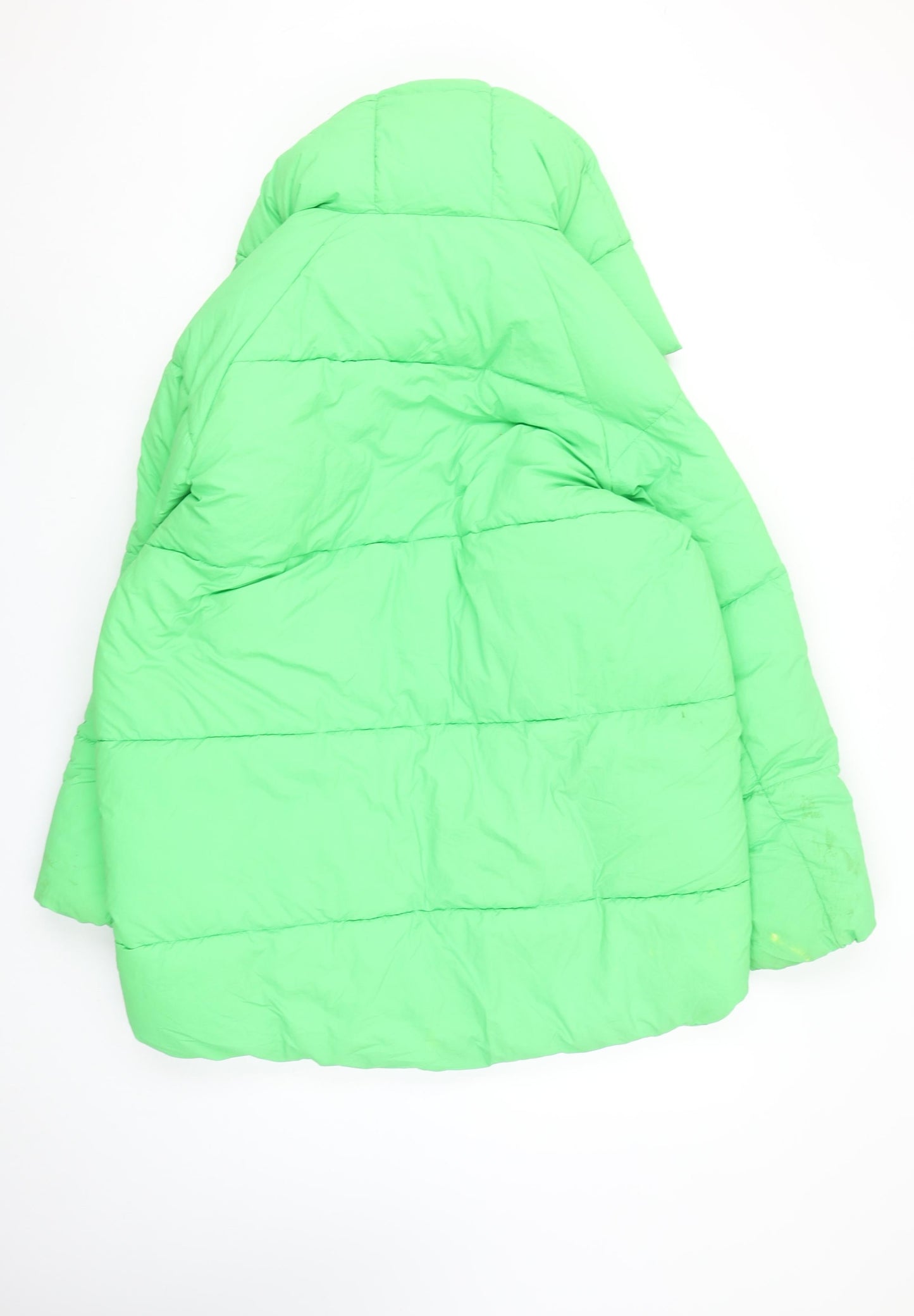 Zara Women Green Hooded Puffer Jacket Size S Winter Coat