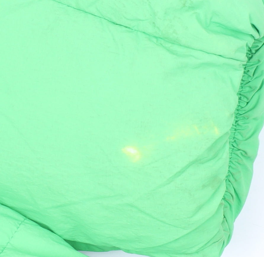 Zara Women Green Hooded Puffer Jacket Size S Winter Coat
