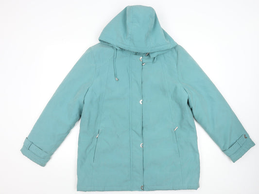 Klassik Womens Green Hooded Parka Jacket Size 14 Water Resistant