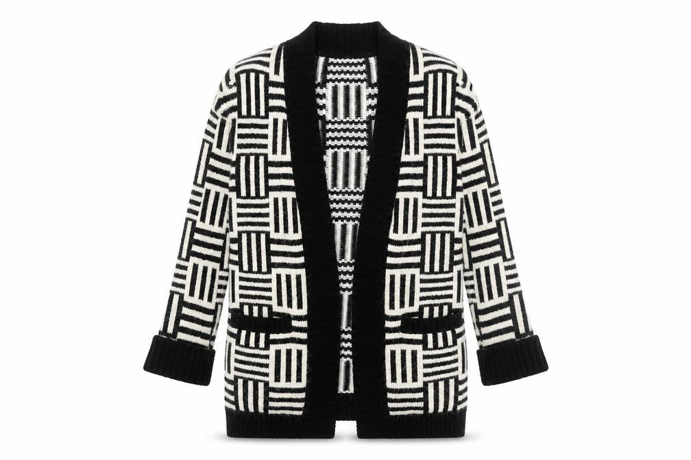 Marks & Spencer Women’s Black White Geometric Knit Cardigan Small