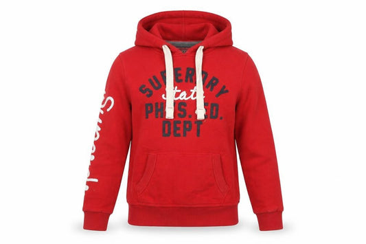 Superdry Womens Red XS Pullover Hoodie with Logo Print