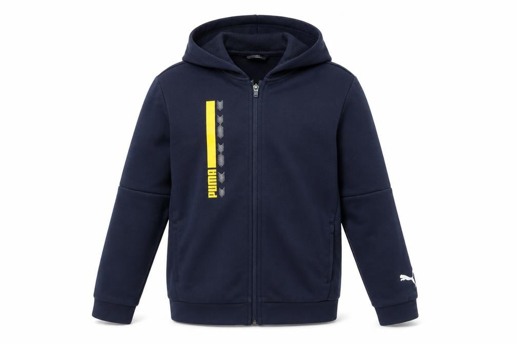 Puma Boys Navy Blue Full Zip Hoodie 15-16 Years Cotton Blend Logo Design