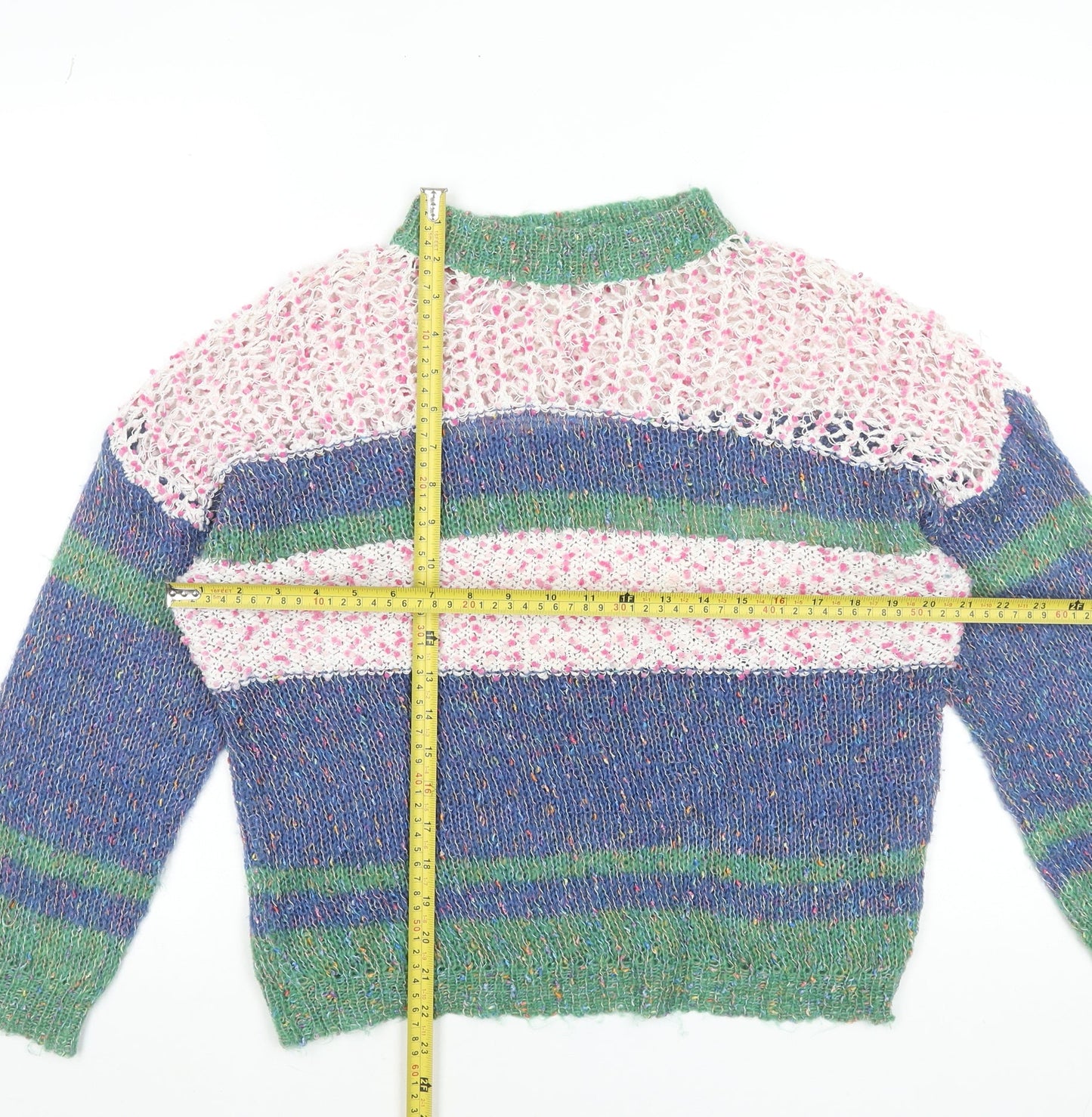 Sweewë Paris Women’s Multicoloured Striped Chunky Knit Pullover Jumper M