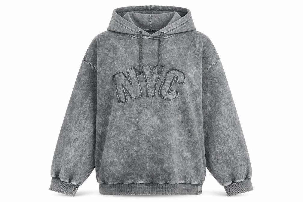 Boohoo Womens Grey NYC Hoodie UK 8 Pullover Long Sleeve Casual